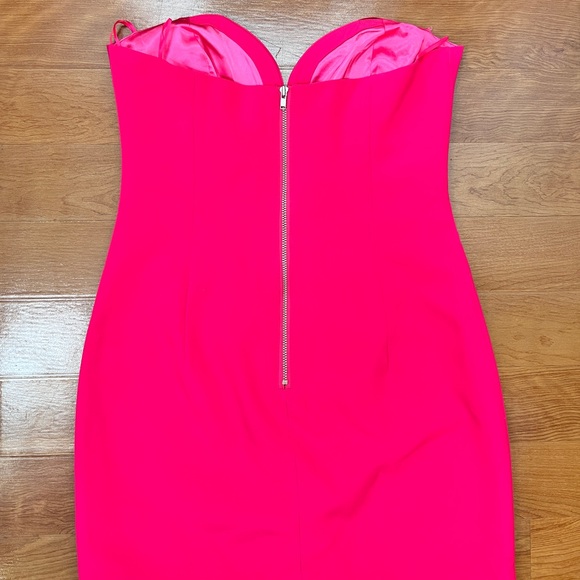 NWOT Bardot Eleni Plunge Neck Mini Dress Pop Pink - Picture 9 of 14